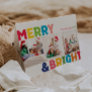 Colorful Merry and Bright Folded Three Photo Holiday Card