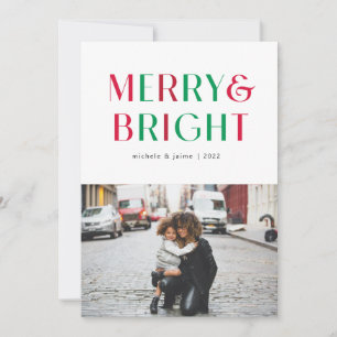 colorful merry and bright holiday card