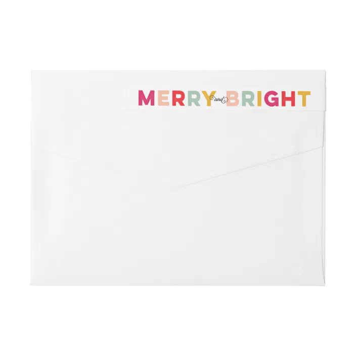 Colorful Merry and Bright Holiday Card Wrap Around Label ...