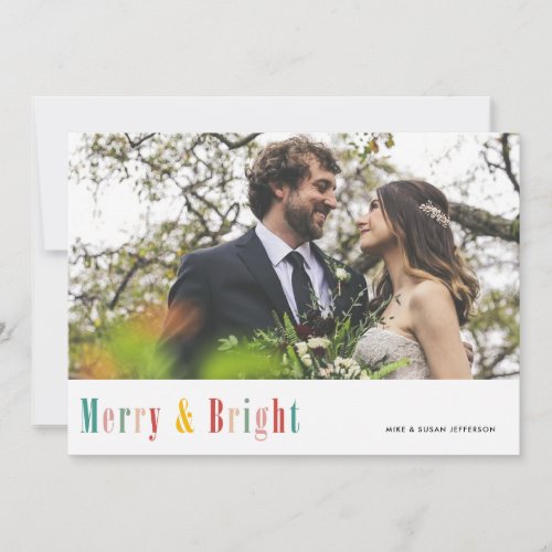 Colorful Merry and Bright Photo  Holiday Card