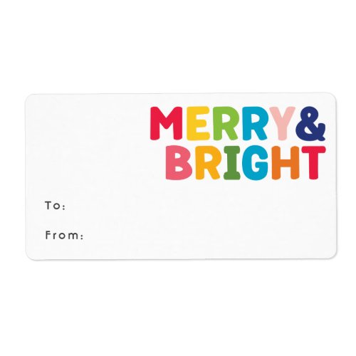 Colorful Merry and Bright Rectangular Gift Label