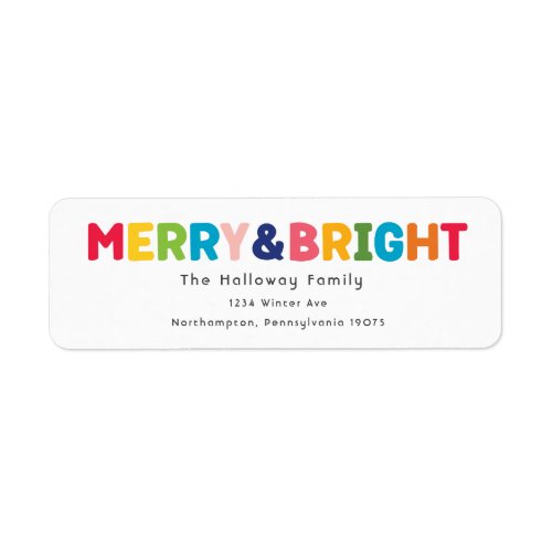 Colorful Merry and Bright Return Address Envelope Label