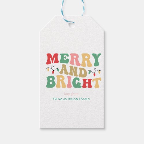 Colorful Merry And Bright String Lights Gift Tags