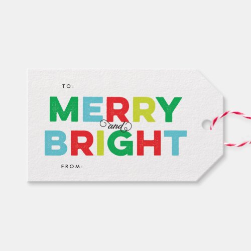 Colorful Merry and Bright Type Gift Tag