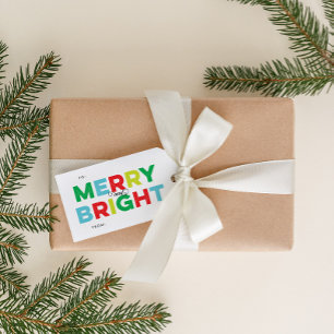 Colorful Merry and Bright Type Gift Tag