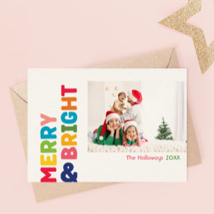 Colorful Merry and Bright Year In Review 4 Photo Holiday Card