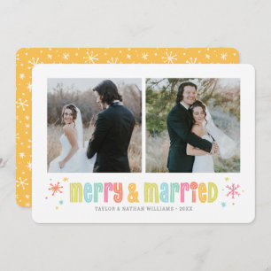 Colorful Merry and Married Christmas Photo Holiday Card