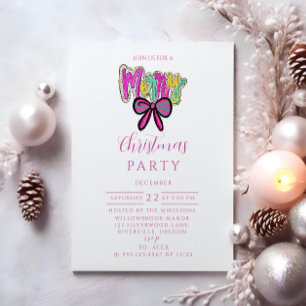 Colorful Merry Bow Christmas Invitation