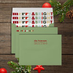 Colorful Merry & Bright Christmas Envelope<br><div class="desc">Step back in time this holiday season with this colorful Merry & Bright Christmas A7 envelope showcasing a rich vintage Christmas color palette. This design features a repeating pattern of the phrase Merry & Bright on the inside liner and a light green background on the outside.</div>