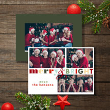 Colorful Merry & Bright Christmas Photo Card