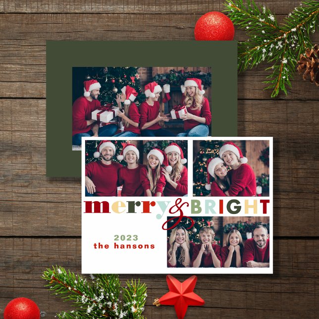 Colorful Merry & Bright Christmas Photo Card (Creator Uploaded)