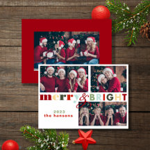Colorful Merry & Bright Christmas Photo Card