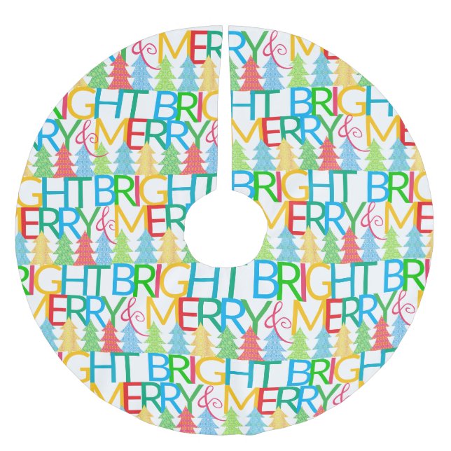 Colorful Merry & Bright Christmas Tree Skirt (Front)
