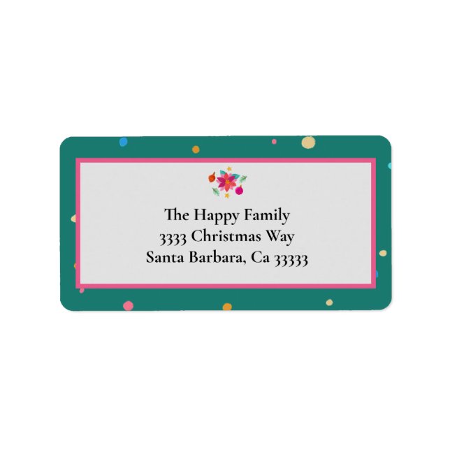 Colorful Merry Bright Green Pink Christmas  Label (Front)