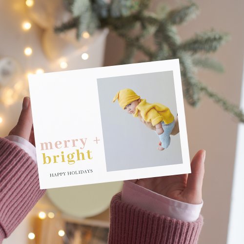 Colorful Merry  Bright Photo  Happy Holidays  Postcard