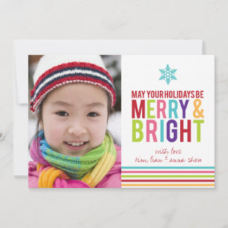 Colorful Merry & Bright Photo Holiday Card