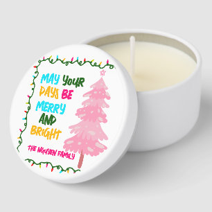 Colorful Merry Bright Pink Christmas Tree Party Mini Candle Favors