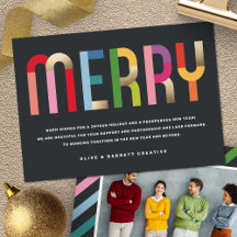Colorful Merry Business Photo Holiday Card