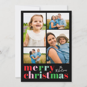 Colorful Merry Christmas 4 Photo Holiday Card