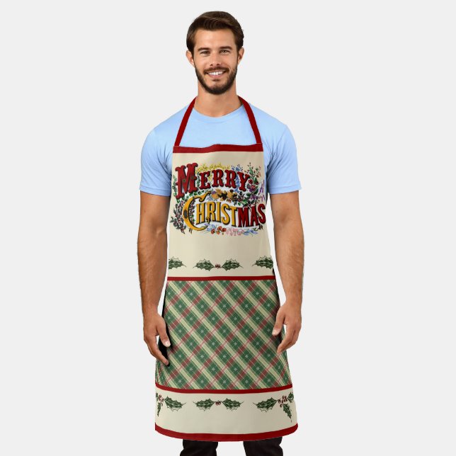 Colorful "Merry Christmas" Apron (Worn)
