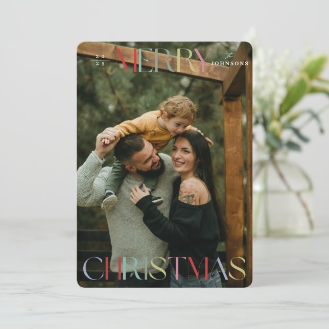 Colorful Merry Christmas Card (Standing Front)