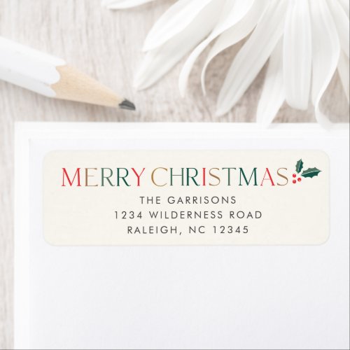Colorful Merry Christmas Card Return Address Label