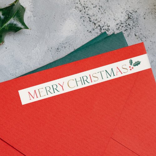 Colorful Merry Christmas Card Return Address Wrap Around Label