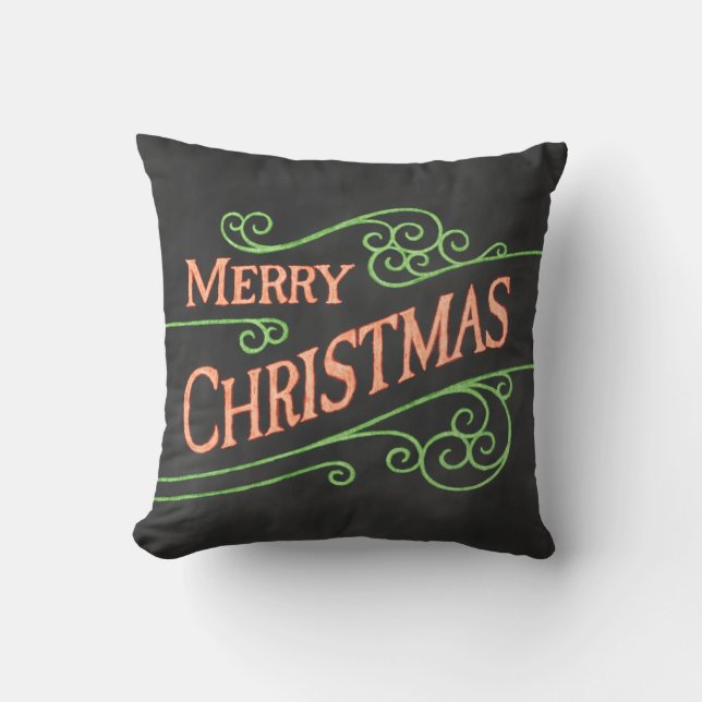 Colorful Merry Christmas Chalkboard Cushion (Front)
