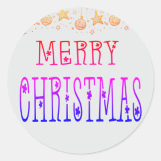 Colorful Merry Christmas Classic Round Sticker