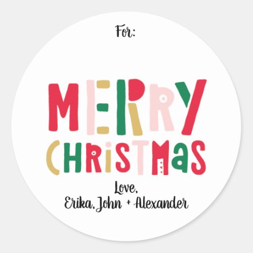 Colorful Merry Christmas Classic Round Sticker