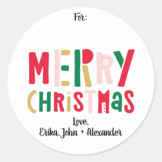 Colorful Merry Christmas Classic Round Sticker