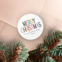 Colorful Merry Christmas Cute Retro Stars