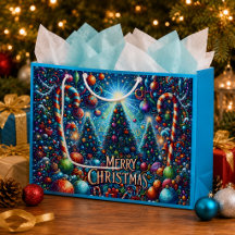 Colorful Merry Christmas Decorated Trees