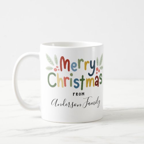 Colorful Merry Christmas Family Gift Coffee Mug