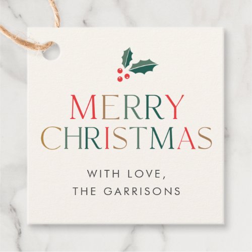 Colorful Merry Christmas Greenery Leaves Gift  Favor Tags