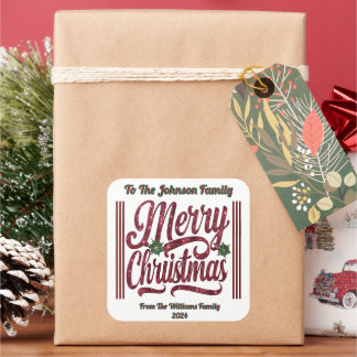 Colorful Merry Christmas Joy! Square Sticker