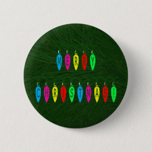 Colorful Merry Christmas Lights Font Button