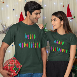 Colorful Merry Christmas Lights Font T-Shirt