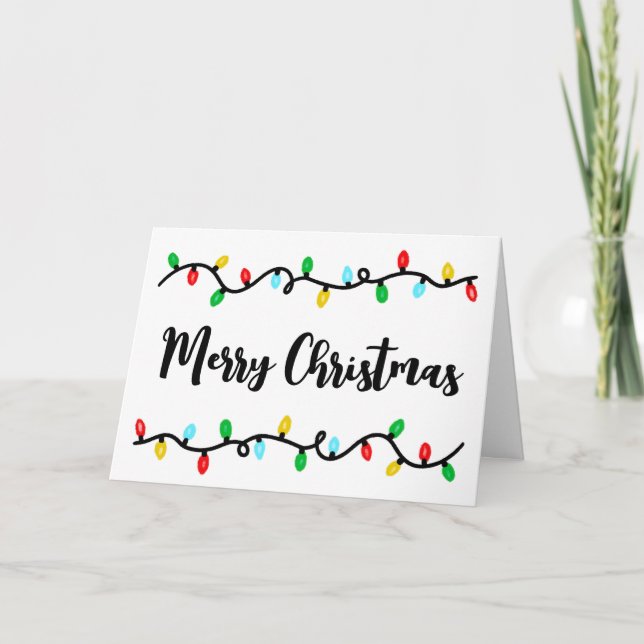 Colorful Merry Christmas Lights Holiday Card (Front)