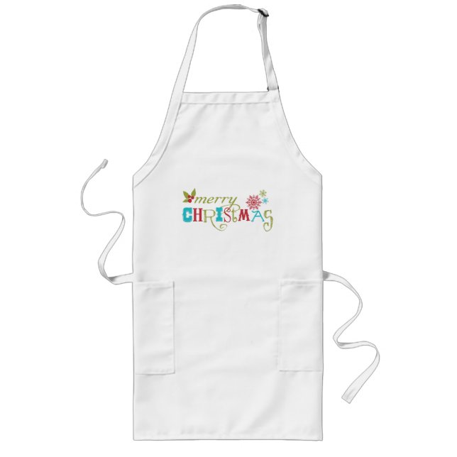 Colorful Merry Christmas Long Apron (Front)