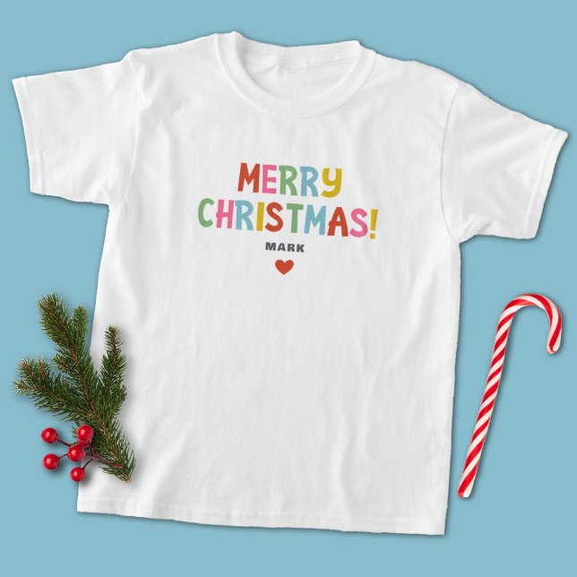 Colorful Merry Christmas Matching Family Baby T-Shirt (Cute colorful Christmas kids t-shirt. So festive and fun for family pictures.)