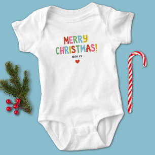 Colorful Merry Christmas Matching Family Girl Baby Bodysuit