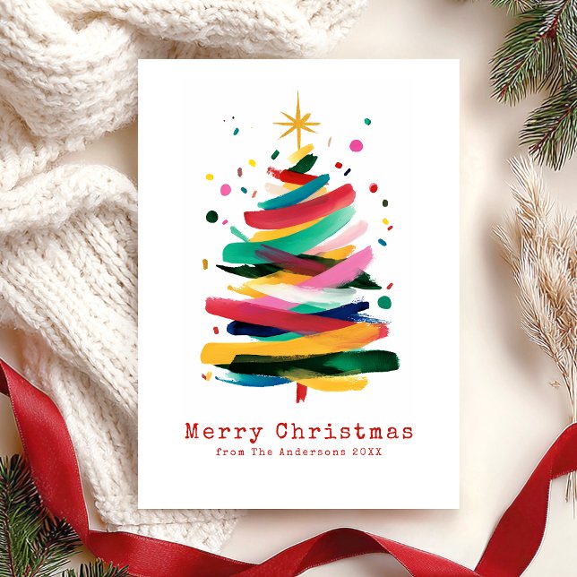 Colorful Merry Christmas Modern  Holiday Card (Creator Uploaded)
