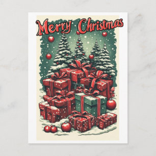 Colorful Merry Christmas on a Holiday Postcard