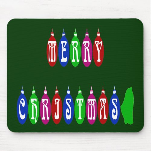 Colorful Merry Christmas Ornament Font Mouse Pad