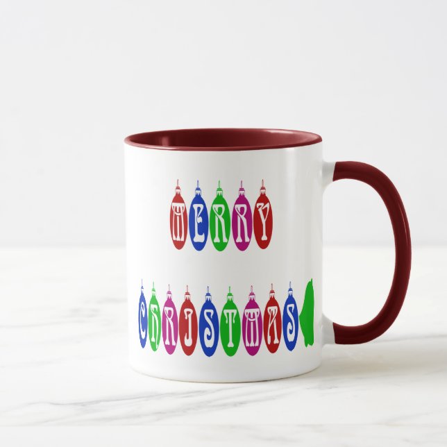 Colorful Merry Christmas Ornament Font Mug (Right)