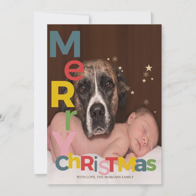 Colorful Merry Christmas Photo (Front)