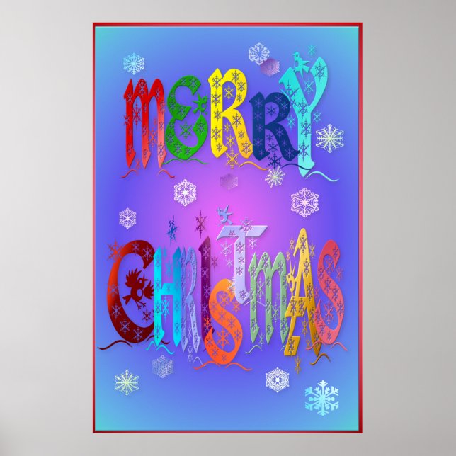 Colorful Merry Christmas Poster-large Poster (Front)