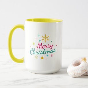 Colorful Merry Christmas Snowflake Mug