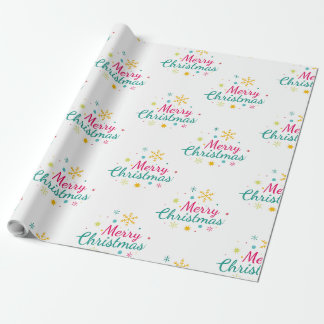 Colorful Merry Christmas Snowflake Wrapping Paper